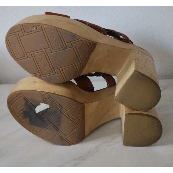 Sam Edelman Mae Saddle Suede Platform Chunky Heel Sandals Brown Spice Size 7M - Picture 10 of 12